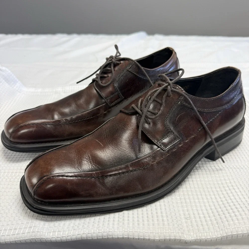 Florsheim Mens 11 D Dress Shoes Derby Oxford Brown Leather Square Toe Driving‎